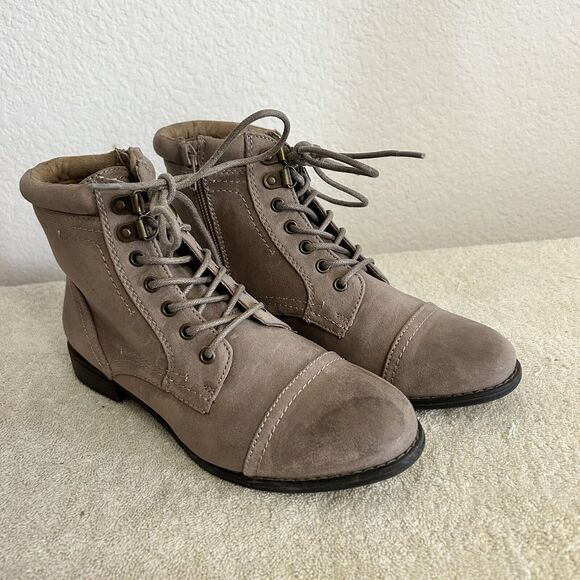 White Mountain Shoes - White Mountain Womens Size 7.5M Suede Ankle Boots Trenton Brown Lace Up W/Zipper